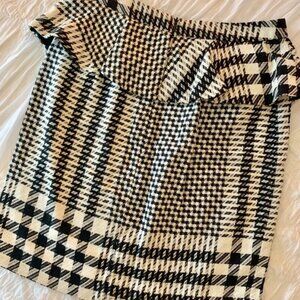 New Zara Peplum Black Houndstooth Plaid Tube Ruffle Skirt